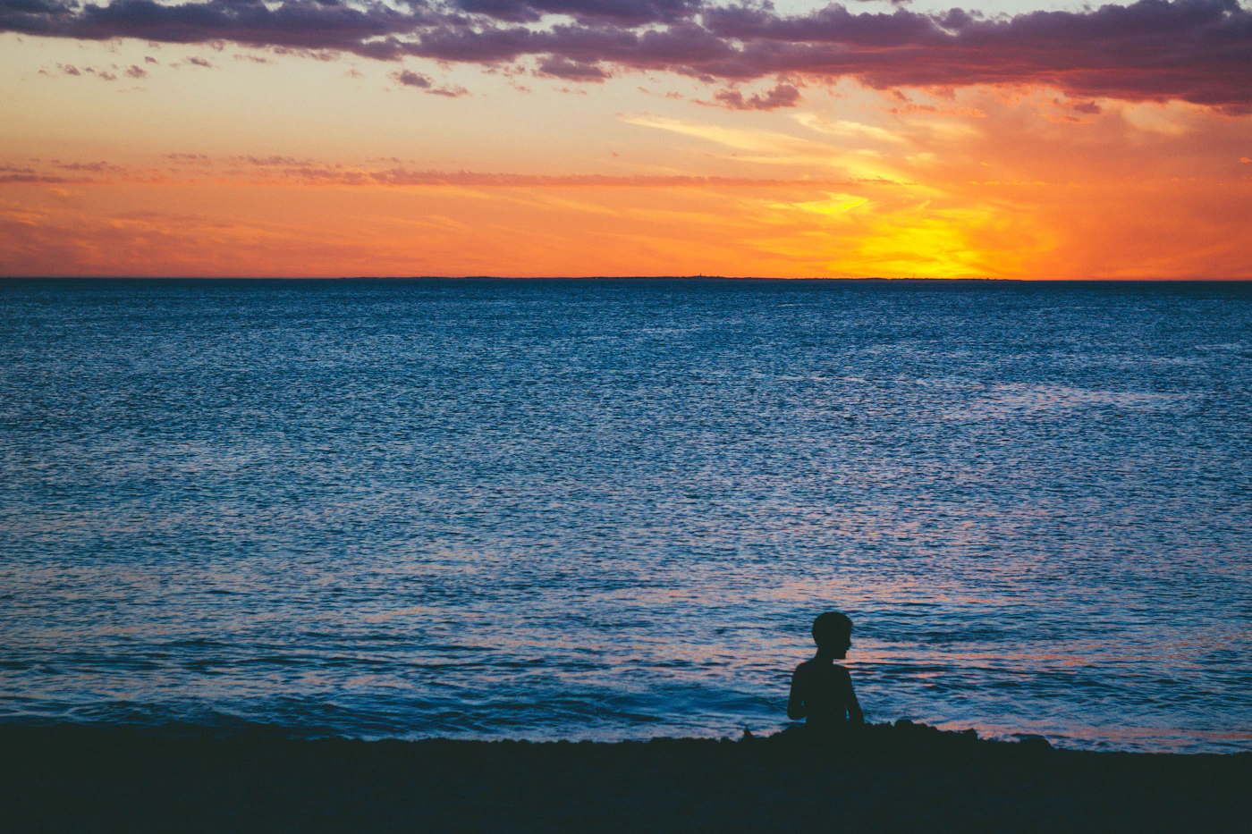 The sun setting over the Indian Ocean from Perth's coast