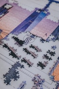 blue red and white jigsaw puzzle