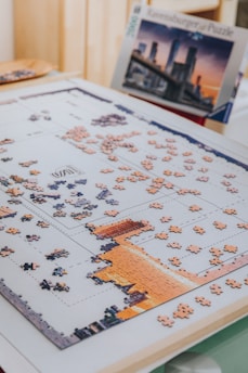 white and brown jigsaw puzzle