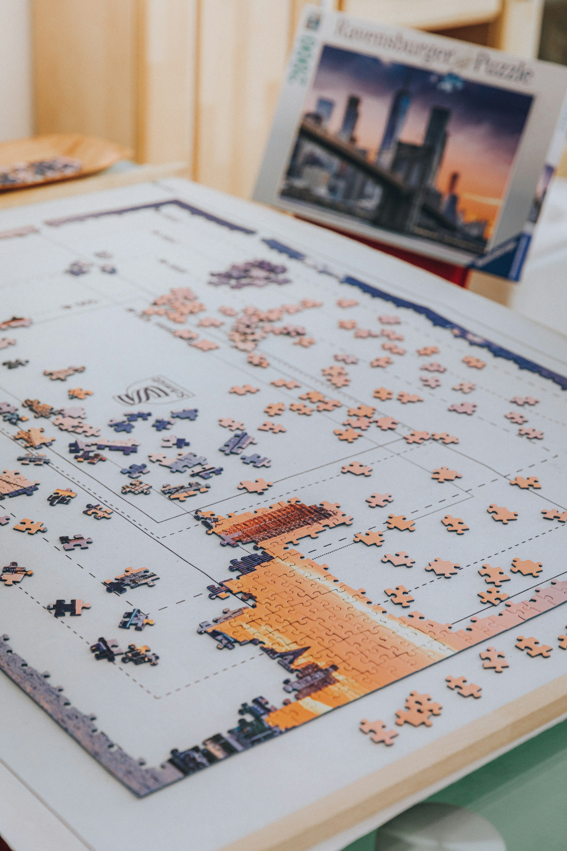 white and brown jigsaw puzzle