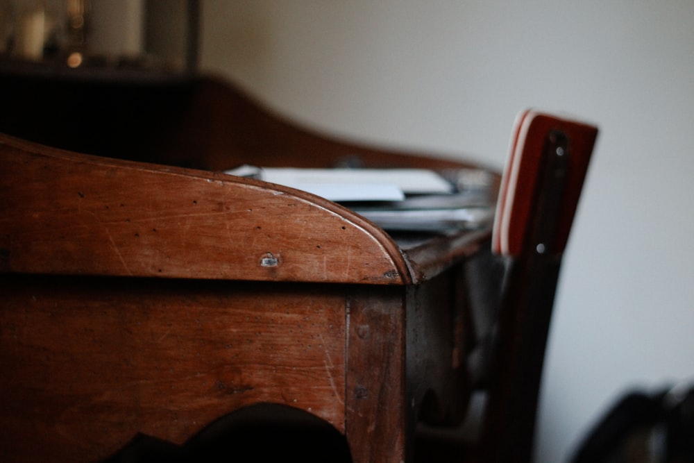 brown wooden table with chairs