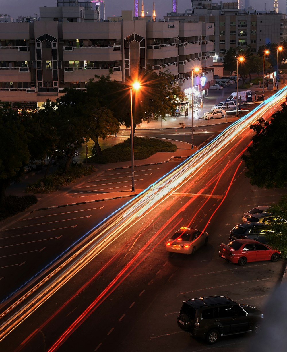 cars on road during night time