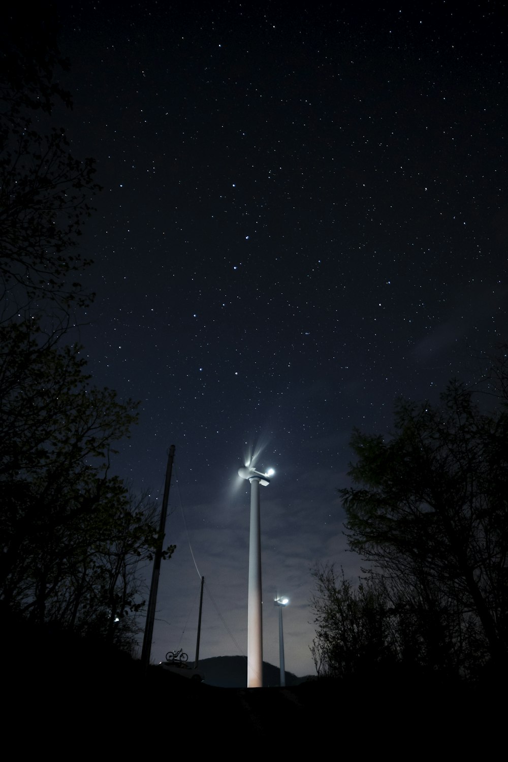 white street light during night time