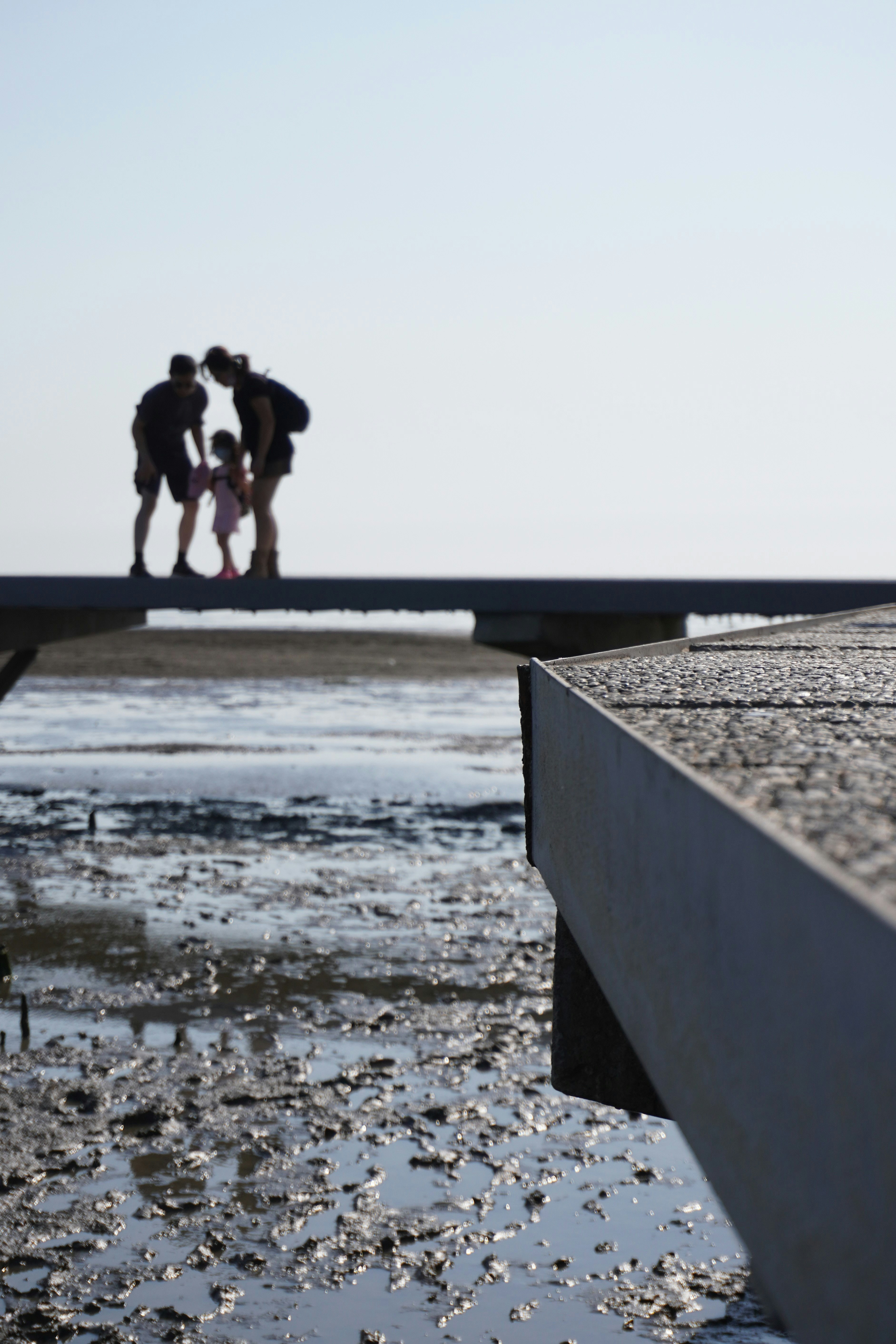 2 men and woman standing on gray concrete dock during daytime