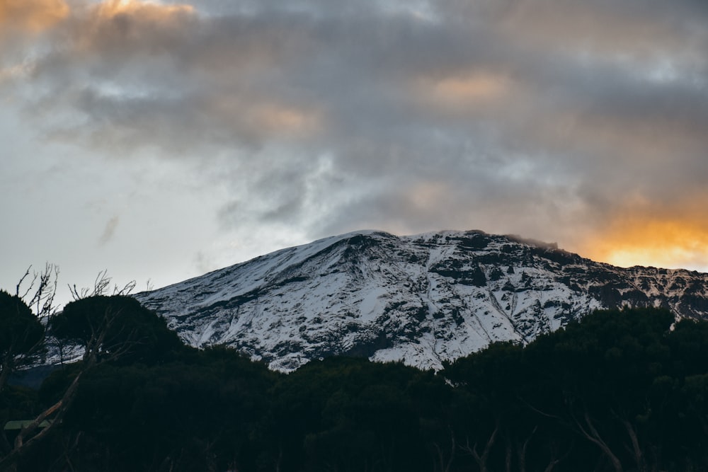 snow covered mountain under cloudy sky during daytime