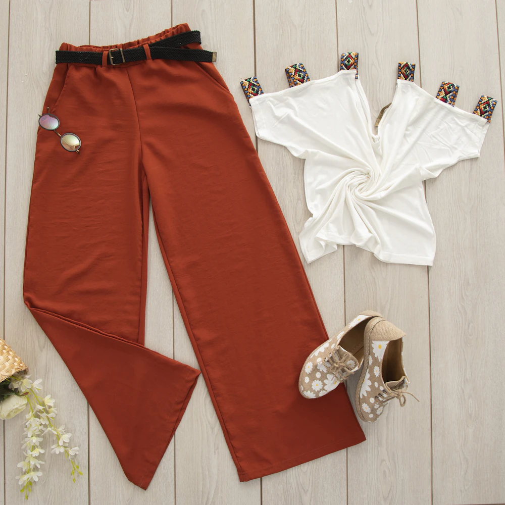 Calça Vermelha Wide Leg