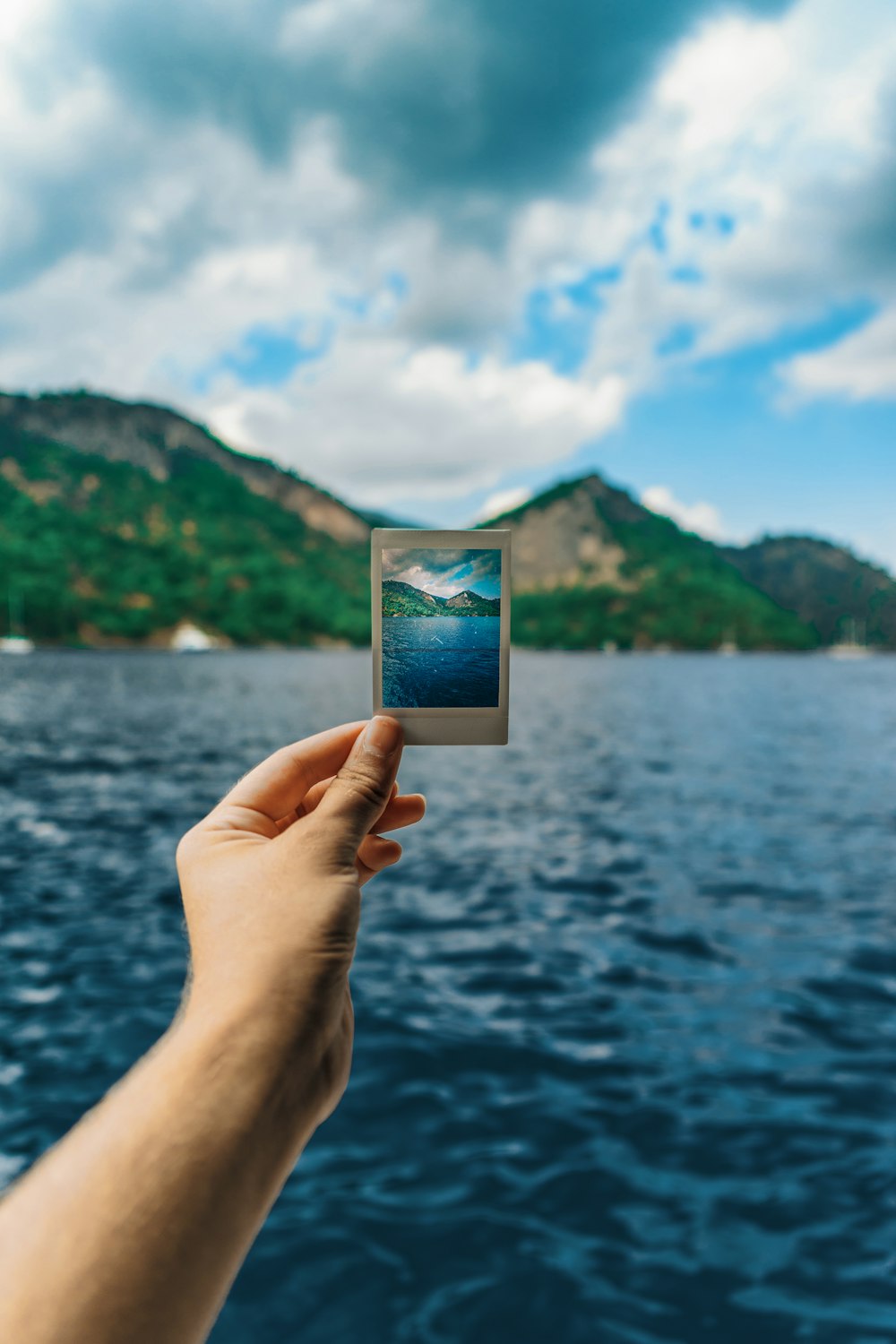 person holding black and white photo