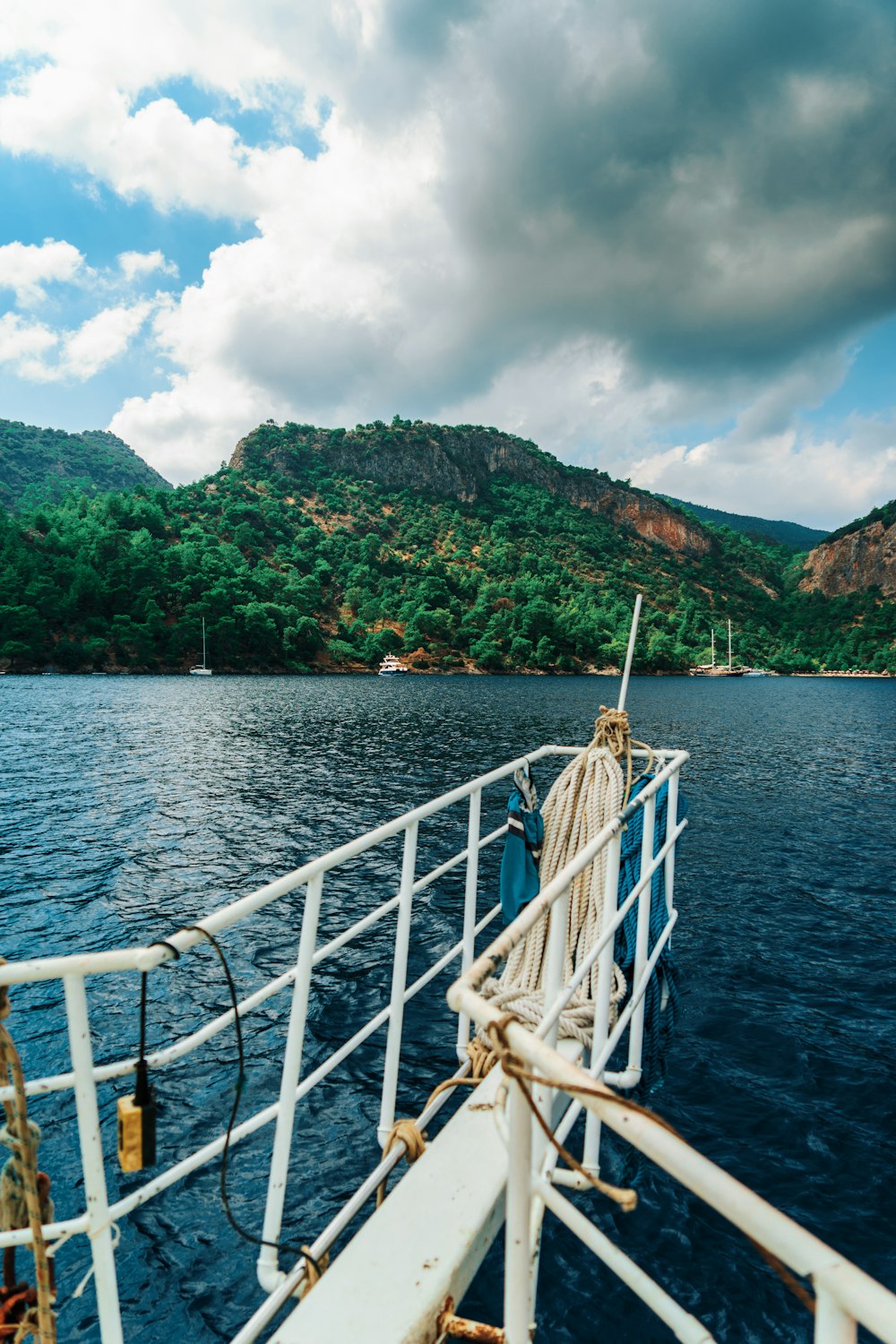 a boat traveling across a large body of water