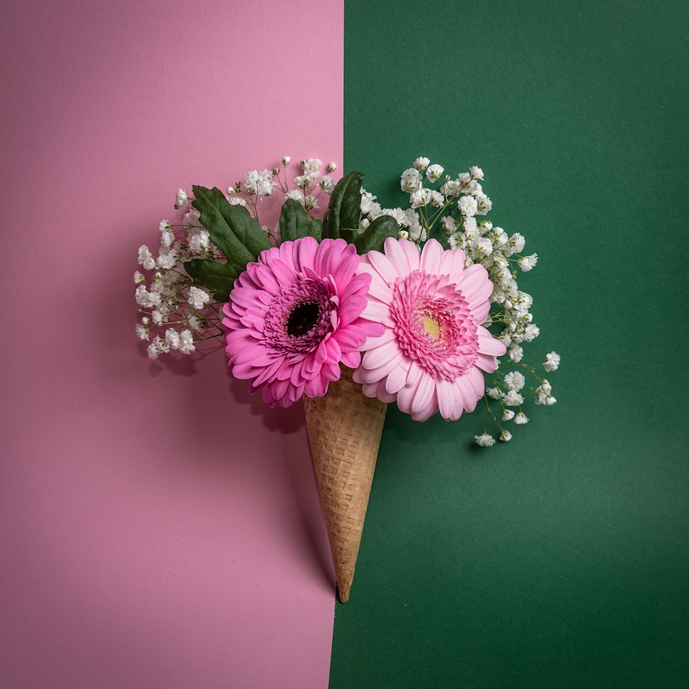 pink and white flower bouquet