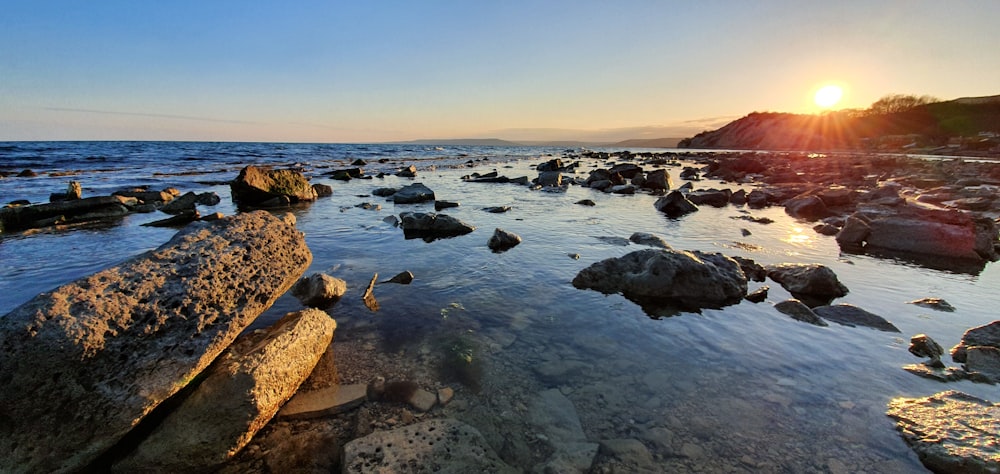 brown rocks on body of water during daytime