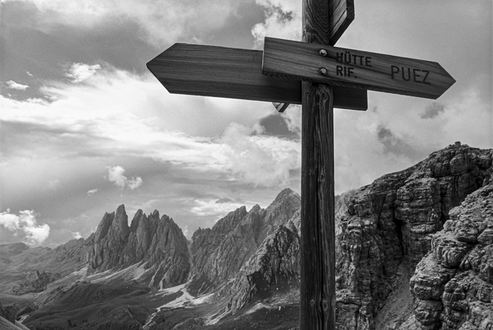 grayscale photo of mountain range