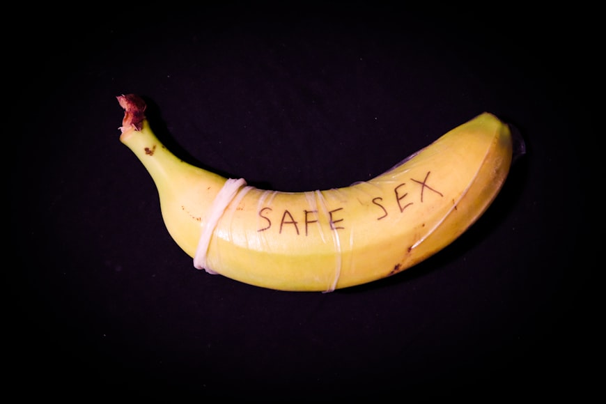 A banana wears a condom