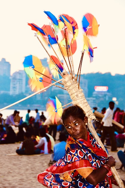 Colorful kites flying during Makar Sankranti