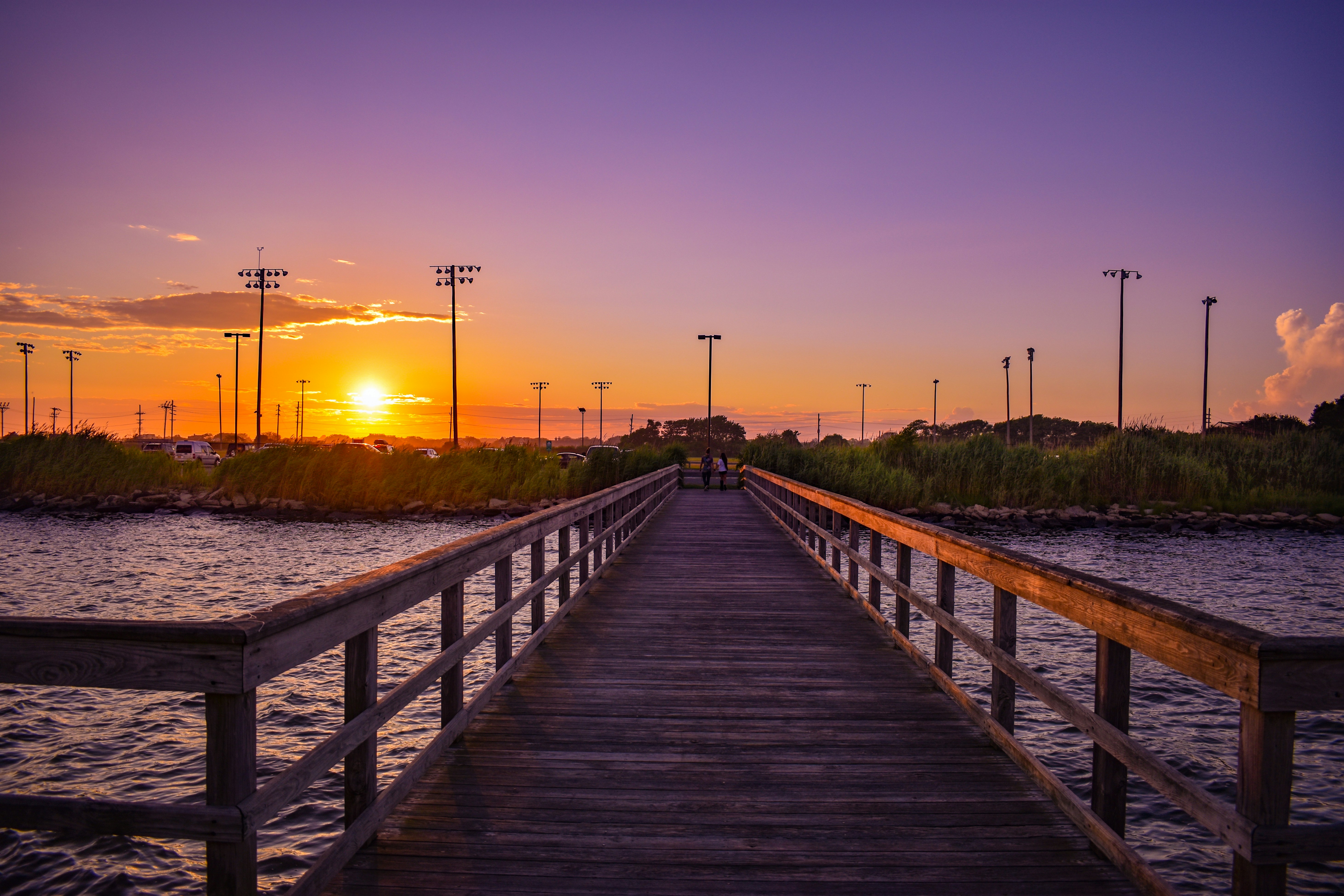 Brown wooden dock during sunset photo Free East islip marina park