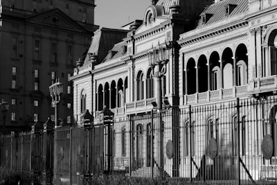 grayscale photo of concrete building