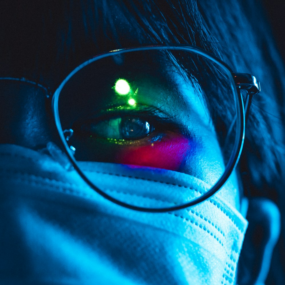 woman wearing black framed eyeglasses