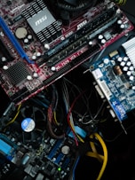 blue and black audio mixer