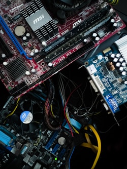 blue and black audio mixer