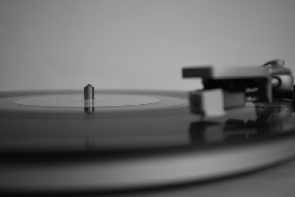 black and white vinyl record player