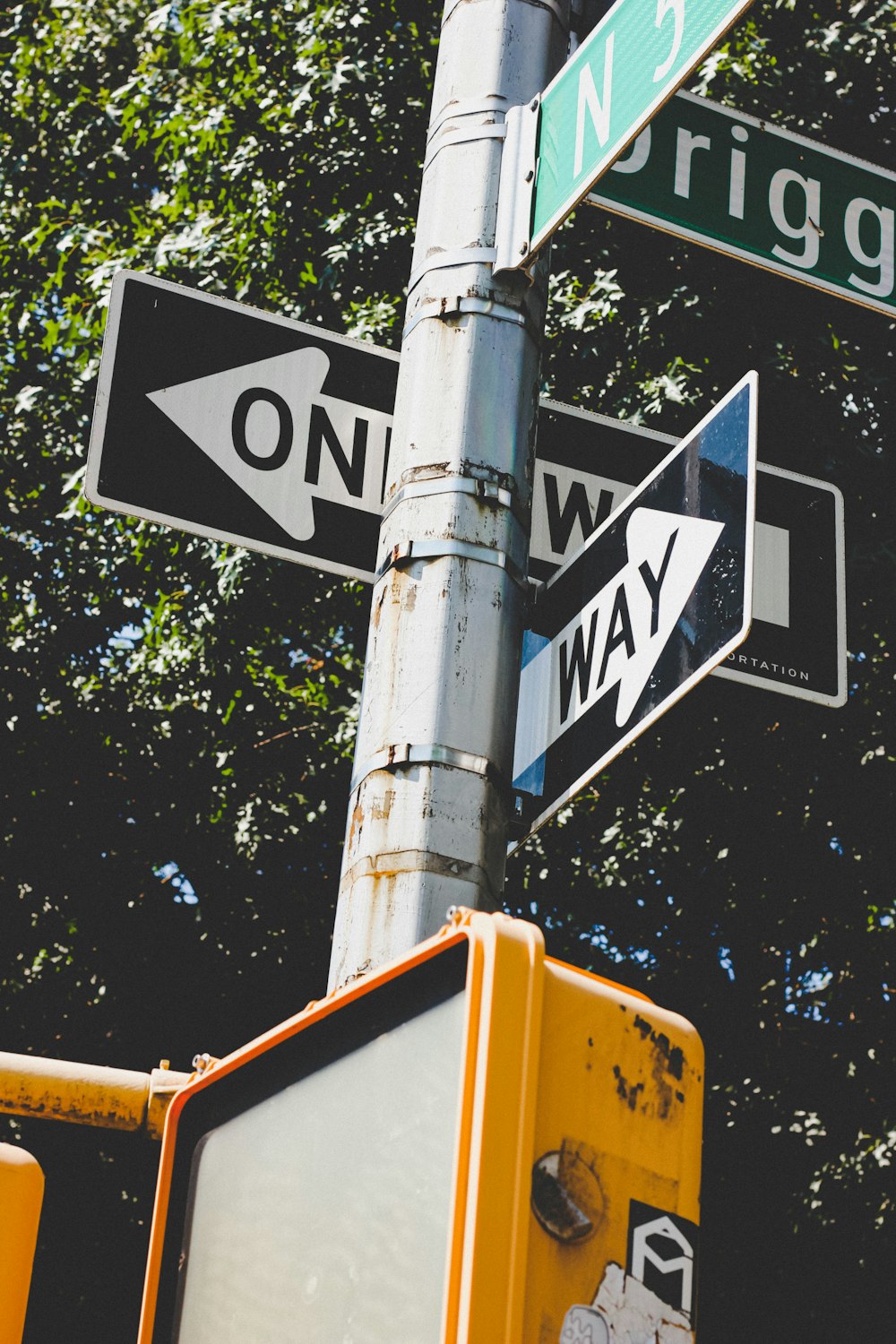 black and white street sign