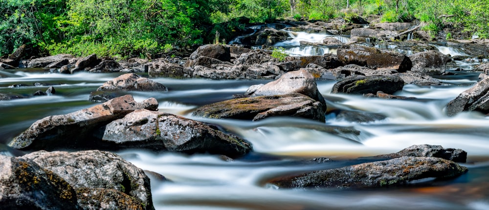 brown and gray rocks on river