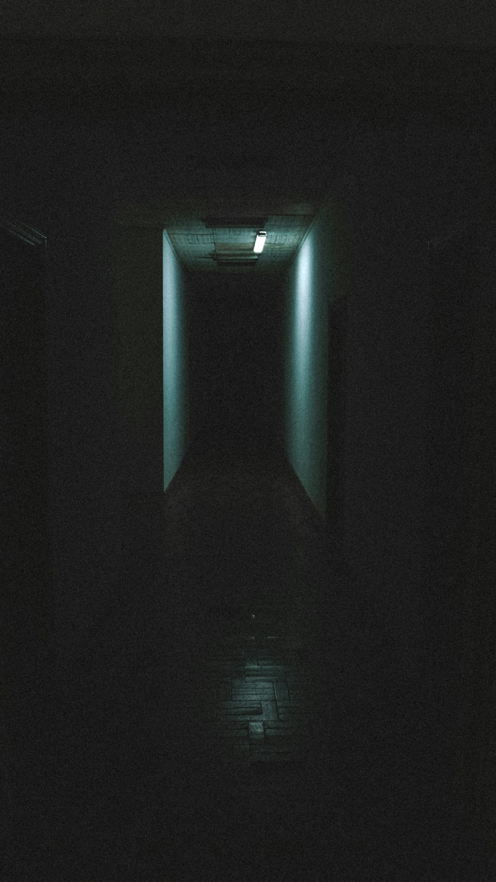 blue light in dark room