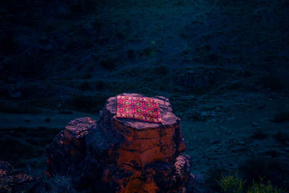 brown rock formation on body of water