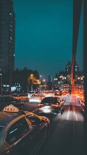 cars on road during night time