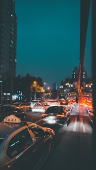 cars on road during night time