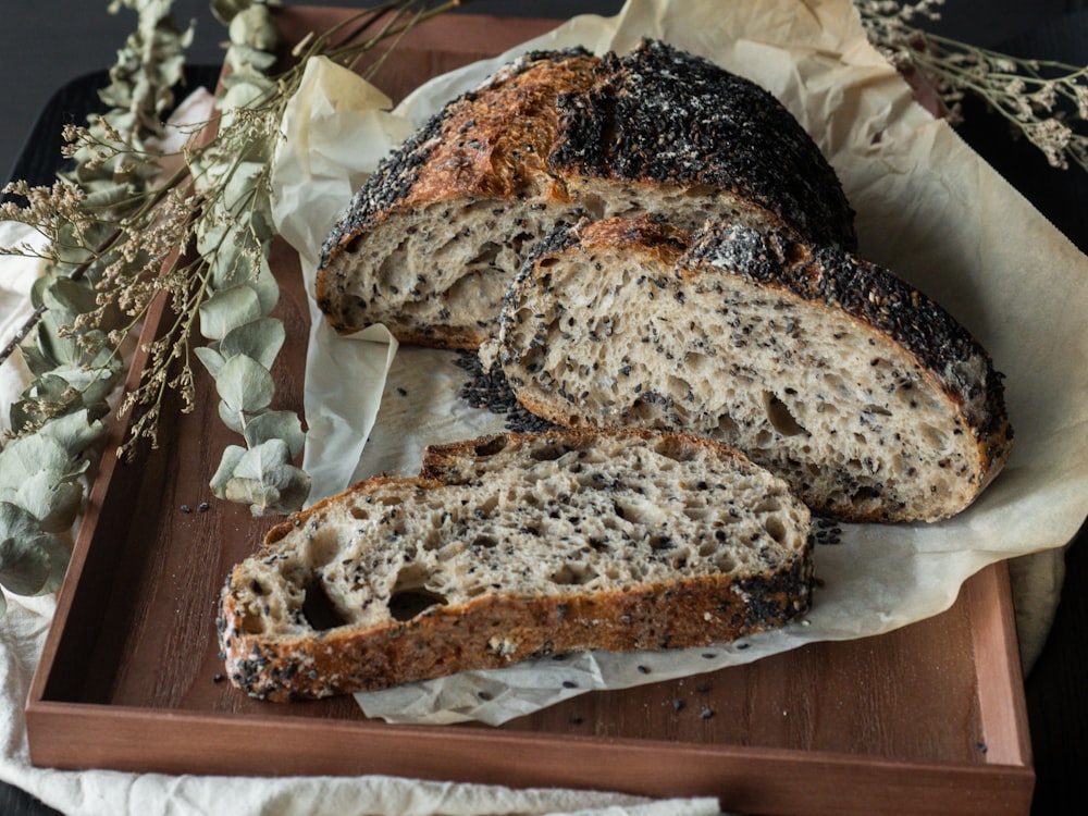 brown bread on white paper