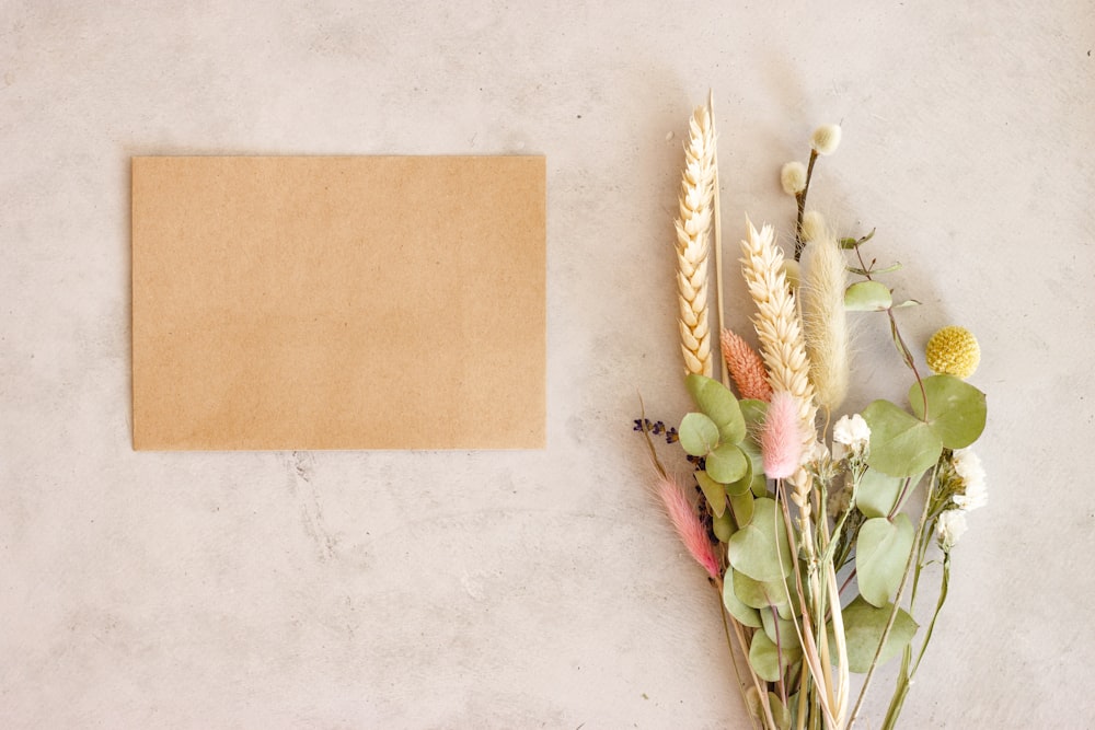 brown and beige floral card