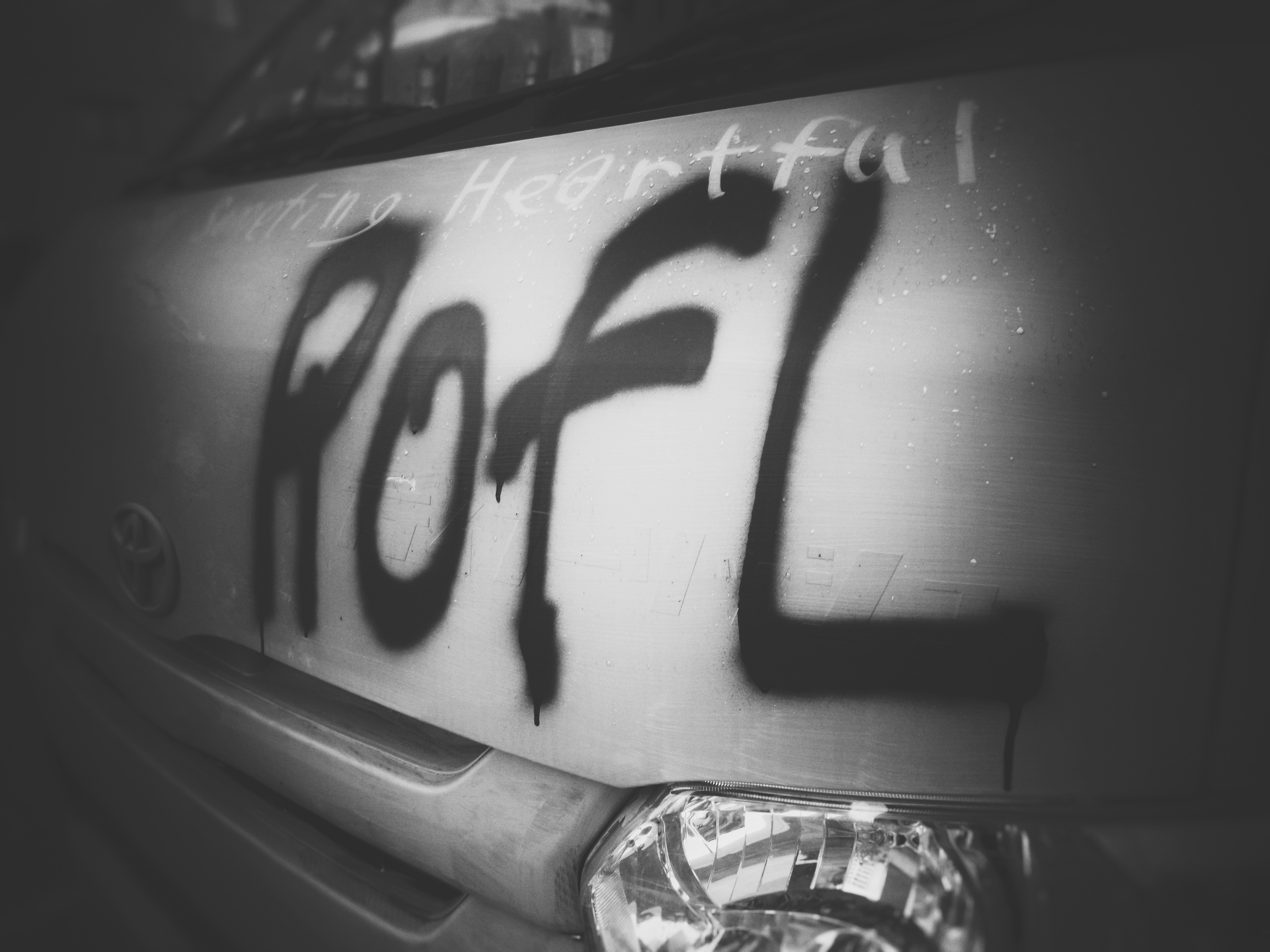 Foto skala abu-abu plat nomor mobil