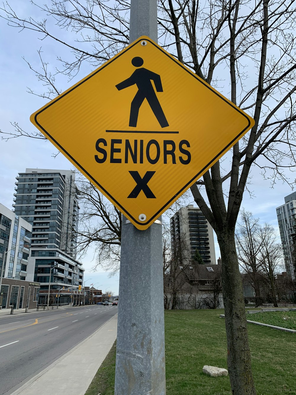 blue and white road sign