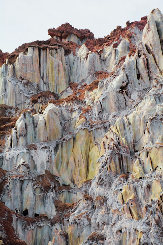 brown and white rock formation in Qeshm Iran