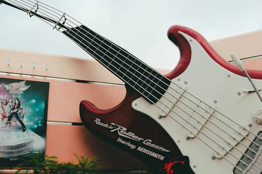 red and white electric guitar