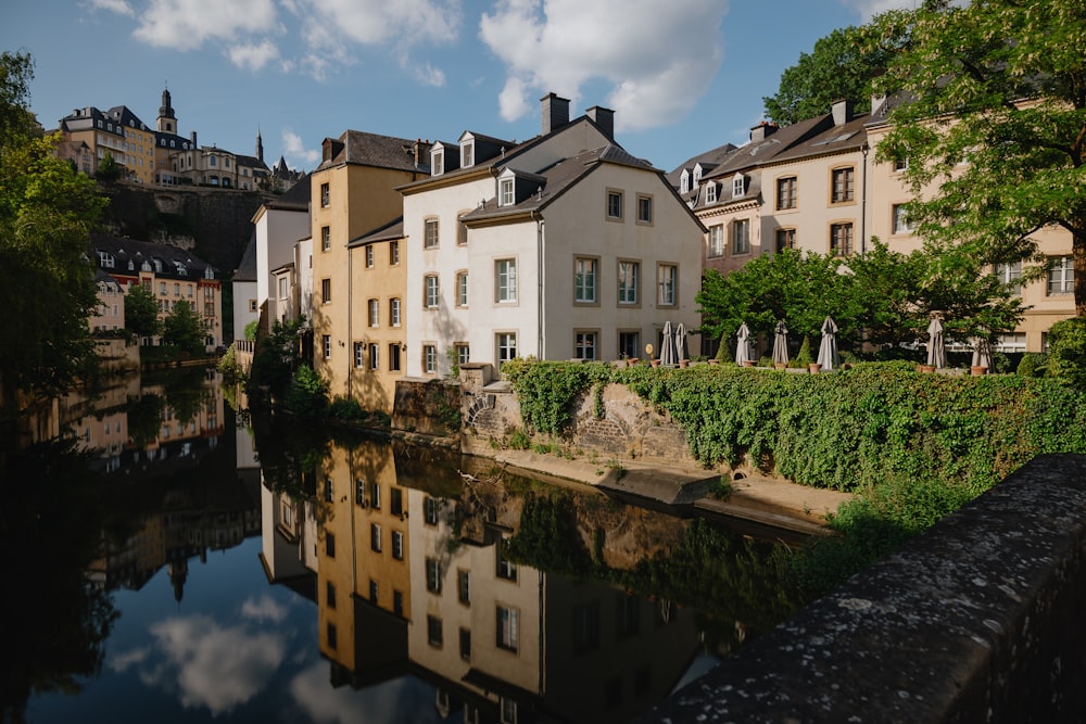 Bâtiment en béton blanc et brun à côté d’un plan d’eau pendant la journée