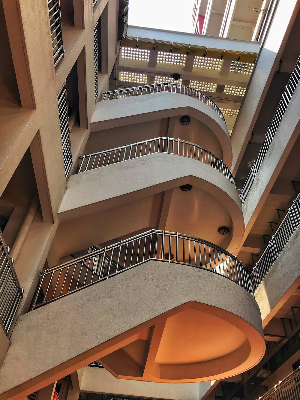 white and brown concrete staircase