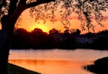 A picturesque sunset over the lake.