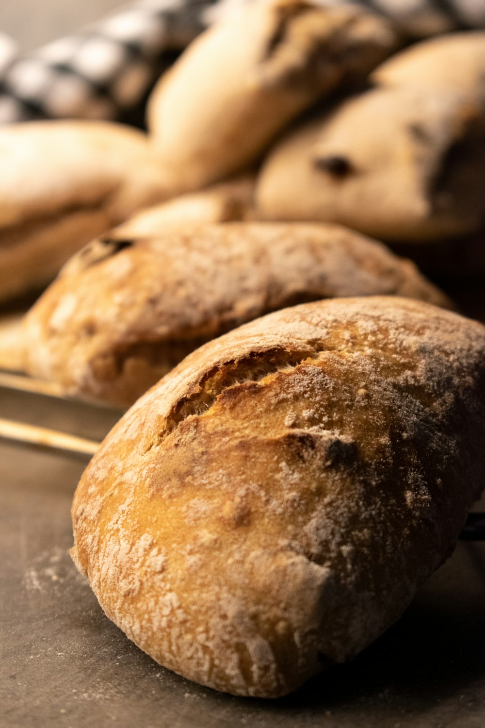 a close up of bread on a table