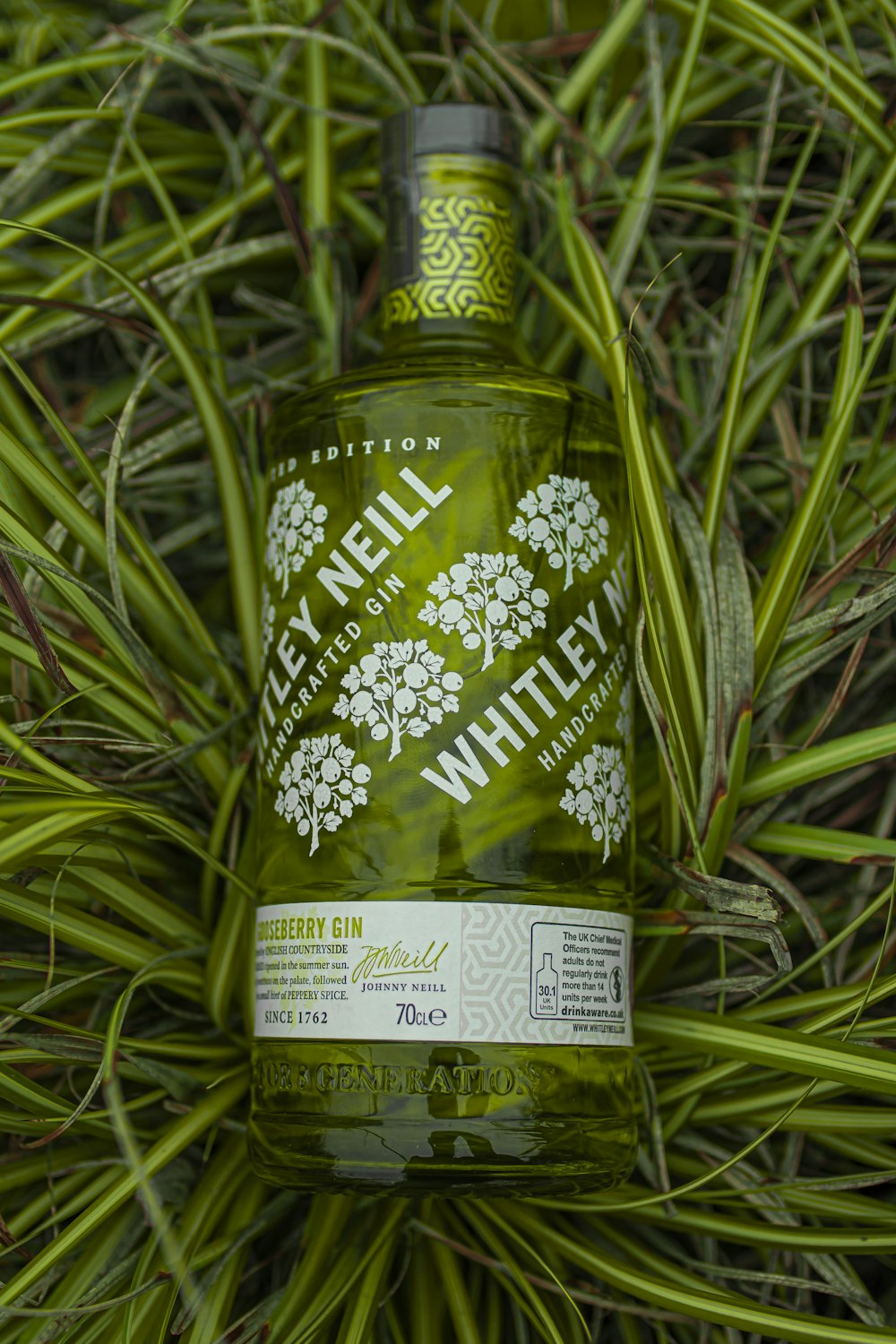 garrafa floral verde e branca