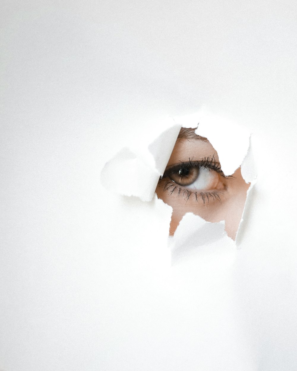 womans face covered with white textile