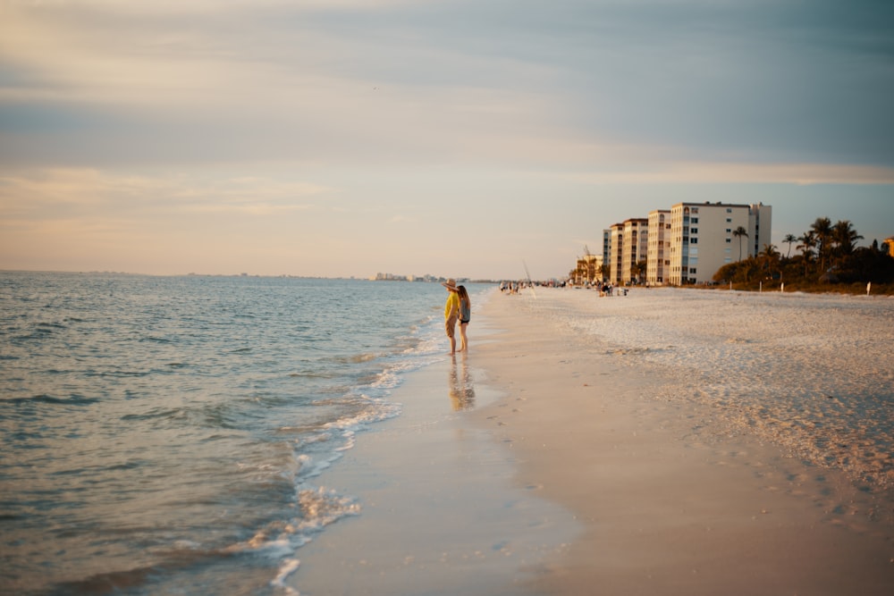 2 men walking on beach during daytime