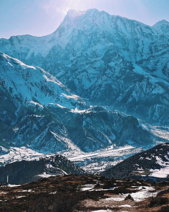 snow covered mountain during daytime in Manang Nepal