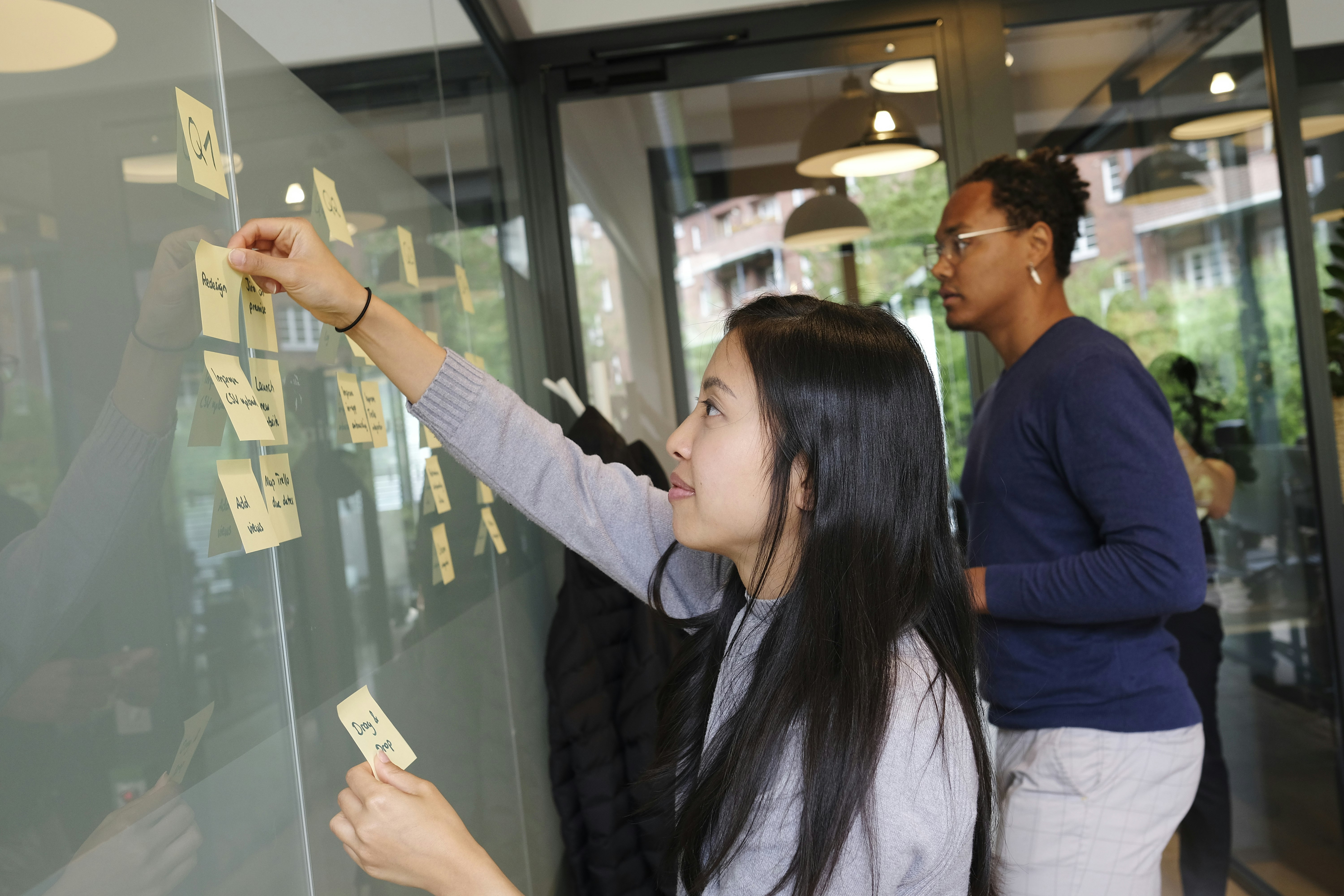 Roadmap planning using a physical kanban roadmap.