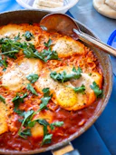 Baked eggs in tomato and chorizo sauce
