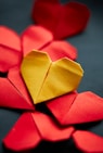 yellow and red heart shaped paper