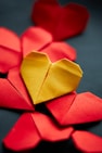 yellow and red heart shaped paper