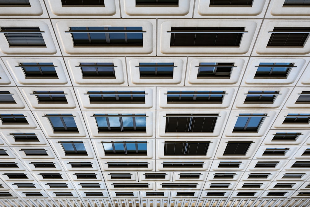 edifício de concreto branco com janelas de vidro