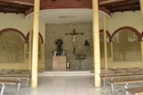 A serene chapel interior prepared for a respectful farewell.