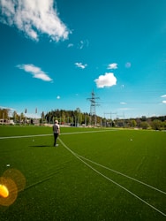 Terrain avec du gazon synthétique spécial pour l'aménagement paysager